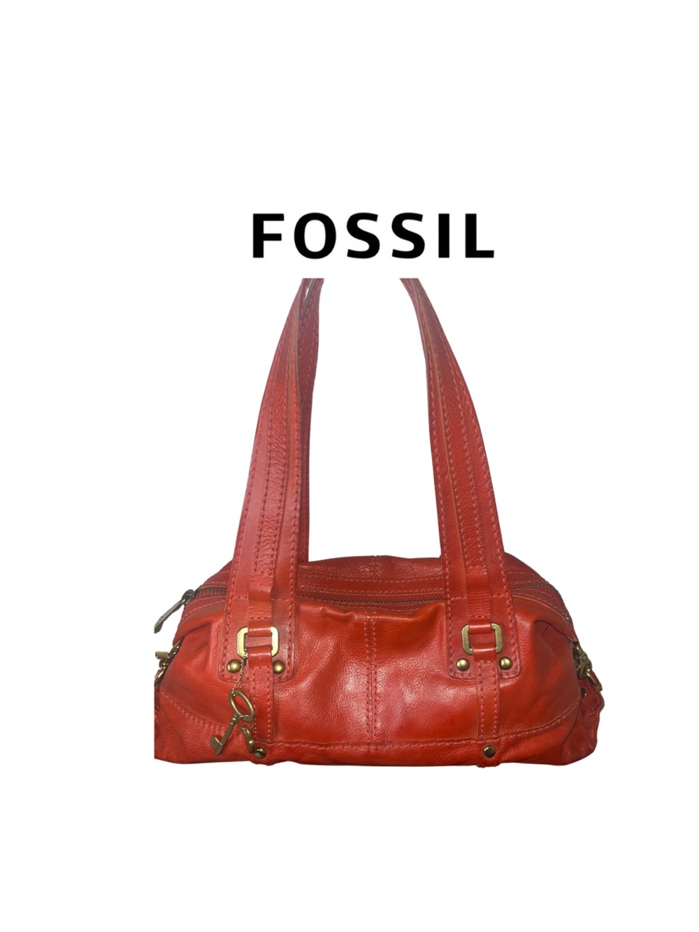 Fossil Fifty Four Red Leather Shoulder Bag
